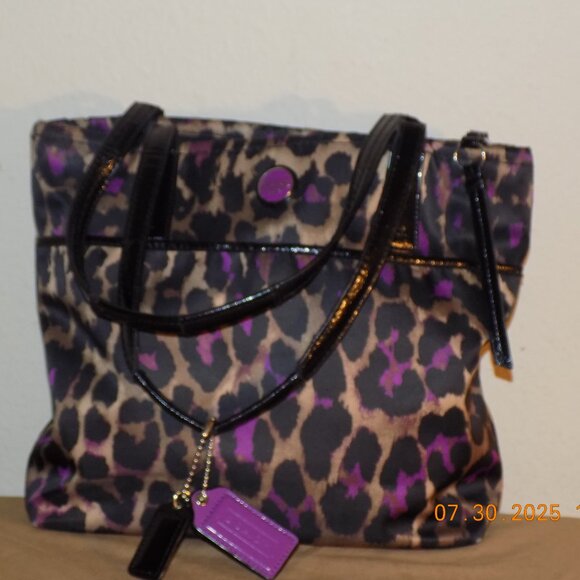 Coach Signature Ocelot, Black, Brown & Purple Animal Print 25282 - Picture 2 of 11